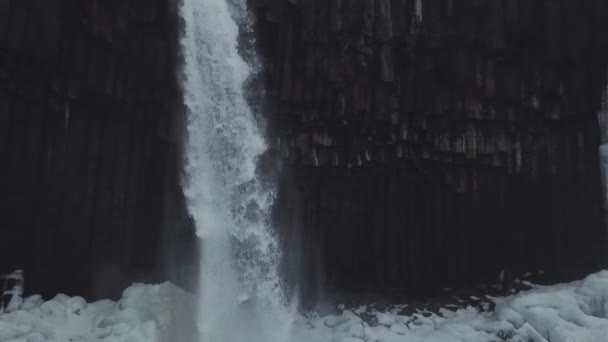 Luftfoto Store Lava Kolonne Vandfald Svartifoss Island – Stock-video