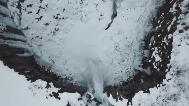 Luchtfoto Van Grote Lava Kolom Watervallen Svartifoss Ijsland — Stockvideo