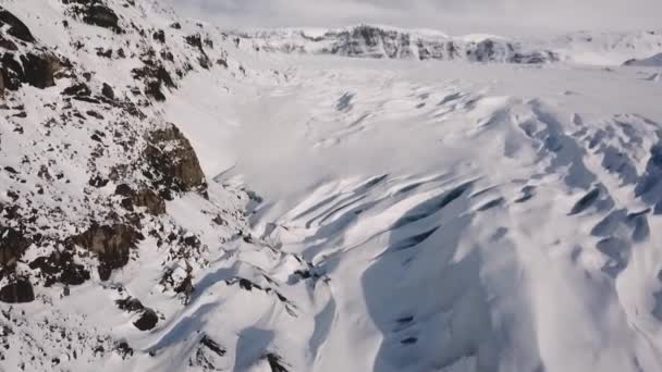 Luchtfoto Van Grote Gletsjer Overdag Winter Ijsland — Stockvideo