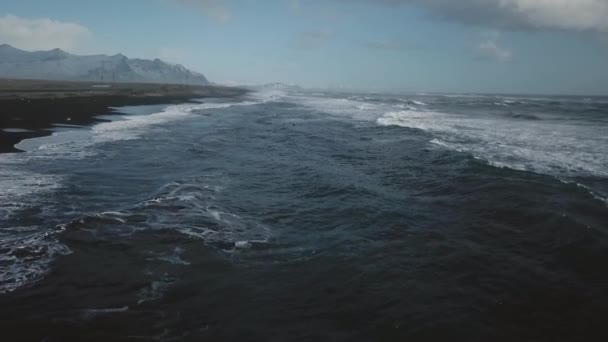 Vista Aérea Das Ondas Oceano Diamond Beach Durante Dia Islândia — Vídeo de Stock