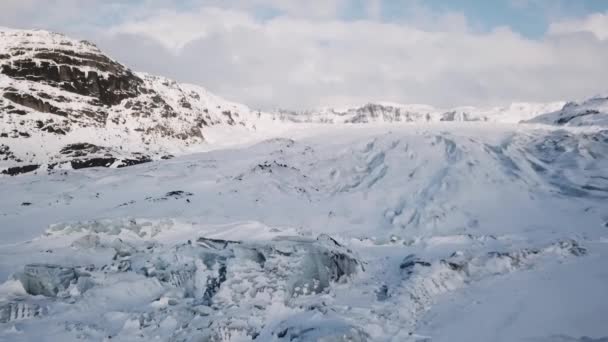 Luftaufnahme Des Grossen Gletschers Bei Tag Winter Island — Stockvideo