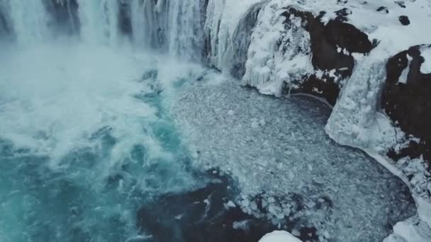 Vue Aérienne De Belles Cascades De GodaFoss En Hiver, Islande 