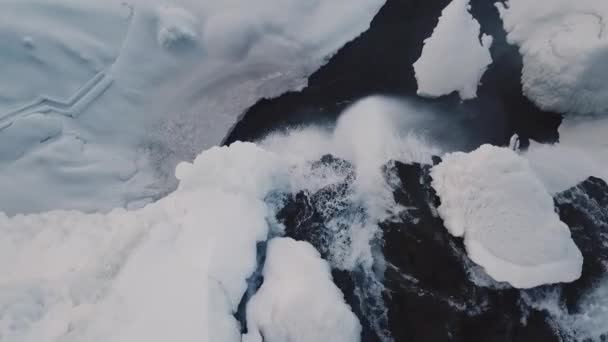 Aerial View Seljalandsfoss Waterfall Winter Daytime Iceland — Stock Video