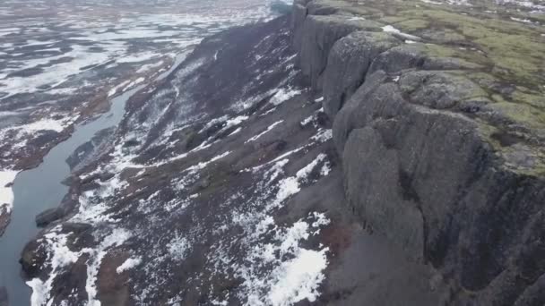 Légi Felvétel Téli Hegygerinc Nappali Izland — Stock videók