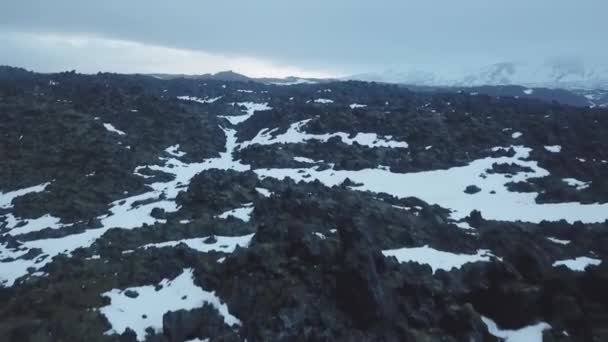 Vista Aerea Del Campo Lava Djupalonsandur Giorno Islanda — Video Stock