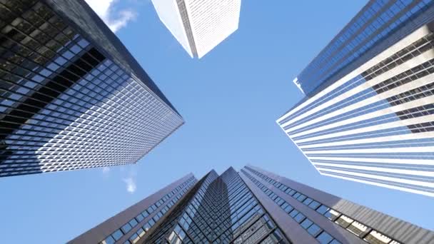 Downtown Office Buildings Architecture Daytime Bottom View — Stock Video