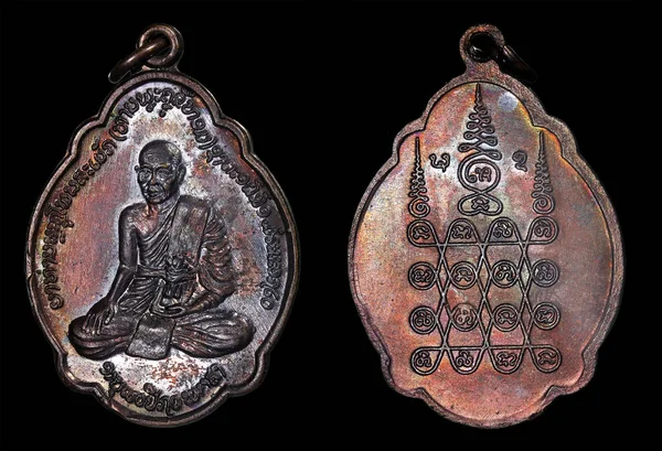 Amuletos Moneda Monje Budista Bronce Tailandés — Foto de Stock