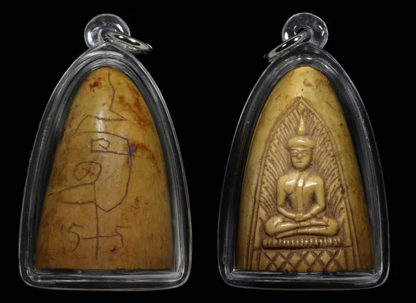 Amuletos Budistas Tailandeses Figura Tallada Marfil Buda Sentado — Foto de Stock