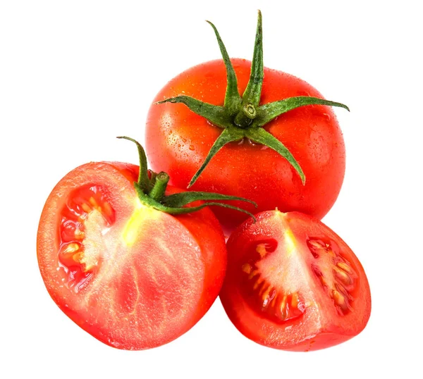 Delicious fresh red tomatoes on a white isolated background — Stock Photo, Image