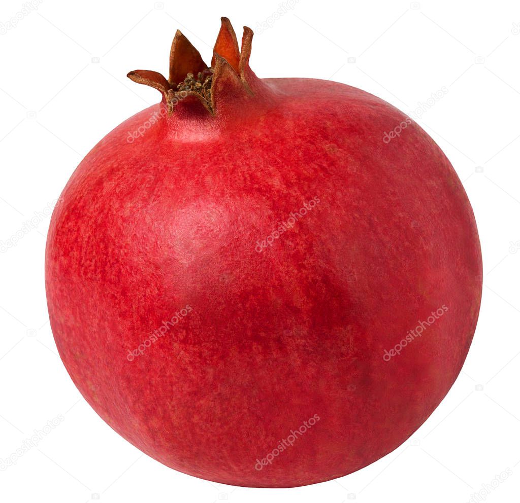 incredible ripe pomegranate on white isolated background