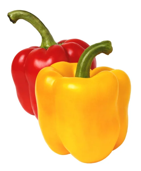 Isolated sweet red and yellow bulgarian pepper on white background — Stock Photo, Image