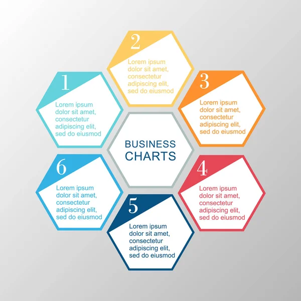 Hexagone infographique d'affaires — Image vectorielle