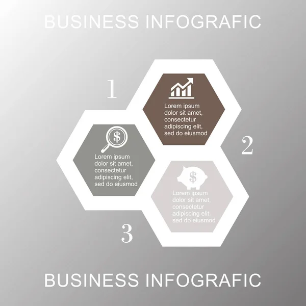 Hexágono infográfico de negocios — Vector de stock