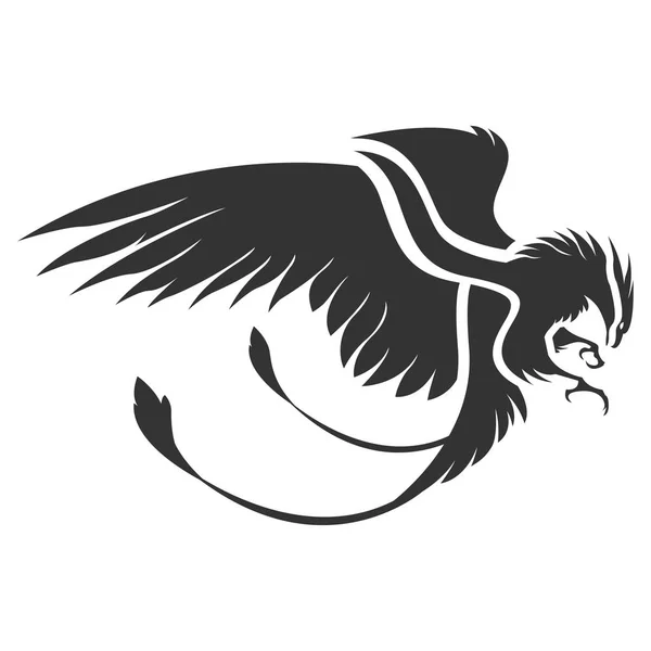 Eenvoudige vectorillustratie van phoenix, silhouet — Stockvector