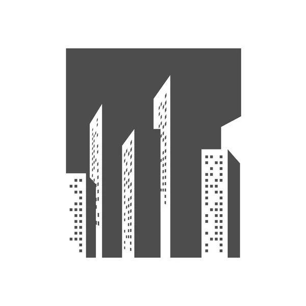 不動産ロゴの概念図 建物のロゴ 都市景観のロゴ 建物の抽象的なベクトルのロゴ 高層ビルのロゴ ベクトルのロゴのテンプレート デザイン要素 — ストックベクタ