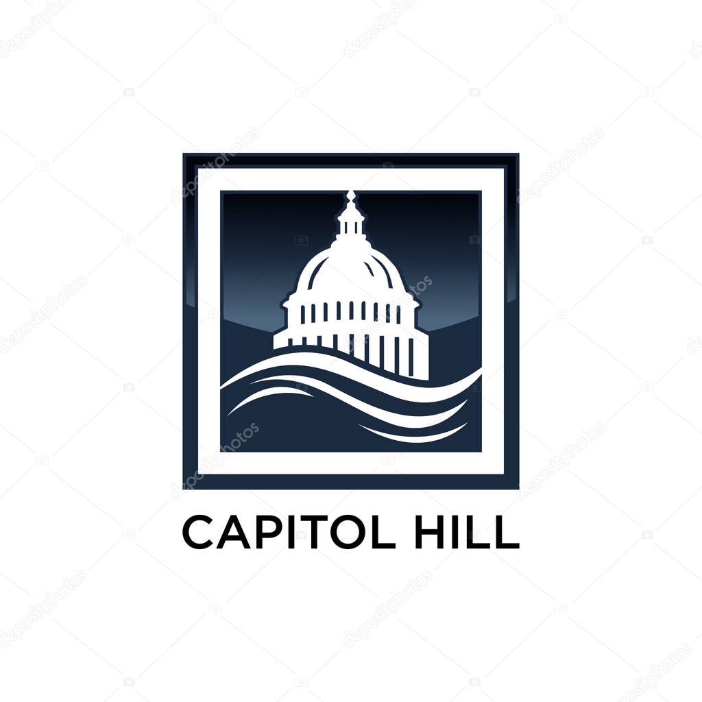 Capitol building logo. Government icon. Premium design. Vector thin line icon isolated on white background