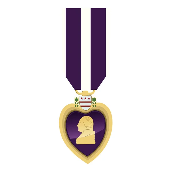 Projeto Detalhado Ilustração Vetor Medalha Coração Roxo — Vetor de Stock