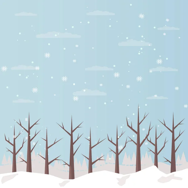 Árboles Sin Hojas Invierno Bienvenido Invierno Paisaje Nevado Invierno Con — Vector de stock