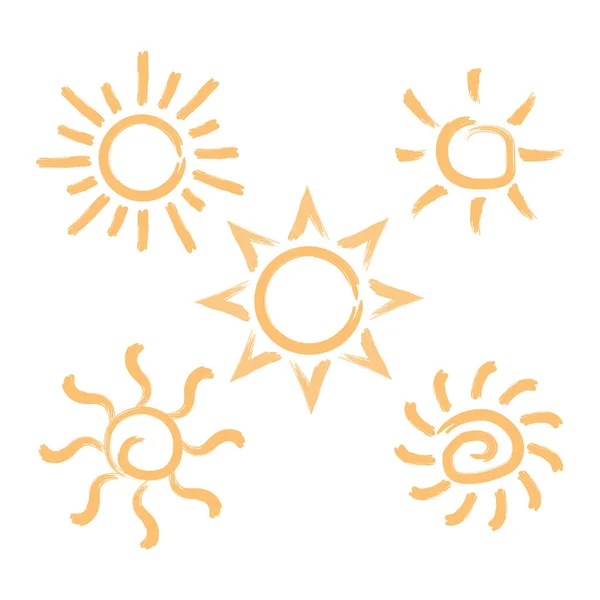 Abstract Brush Sun Vector Isolated Summer Icon Design Vector Yellow — Stock Vector