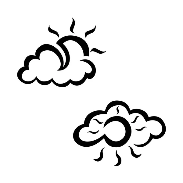 Хмарно Сонячна Погода Набір Піктограм Набір Піктограм Погоди Намальованих Вручну — стоковий вектор