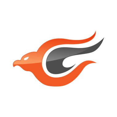 Soyut kartal kuş ya da fantezi kartal logo şablonu güvenlik veya havayolu şirketi için. Efsanevi firebird simgelerin vektör izole kanat sembolü yayılmış, yangın phoenix havayolu veya dövme tasarımı için alev