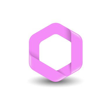 Altıgen - pembe renk altıgen vektör logo konsept illüstrasyon marka. Tasarım öğesi.