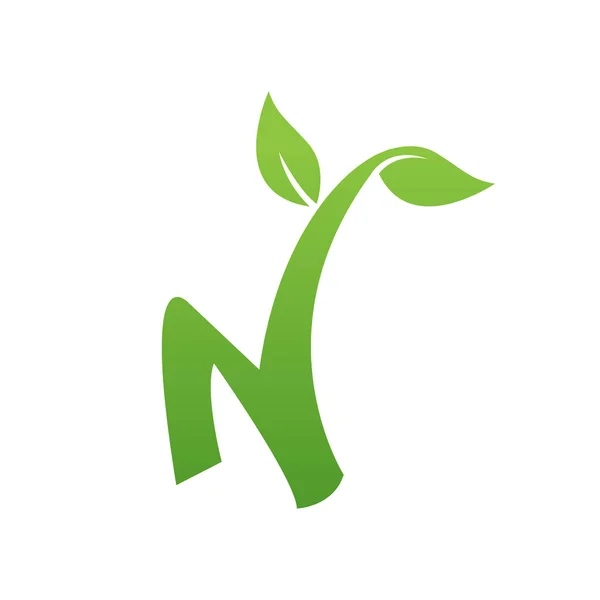 Velké Písmeno Logo Zelená Listová Ekologie Ikona Přírodní Prvek Vektoru — Stockový vektor