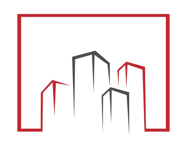 Ilustração Conceito Logotipo Arte Linha Imobiliária Logotipo Edifício Logotipo Paisagem — Vetor de Stock