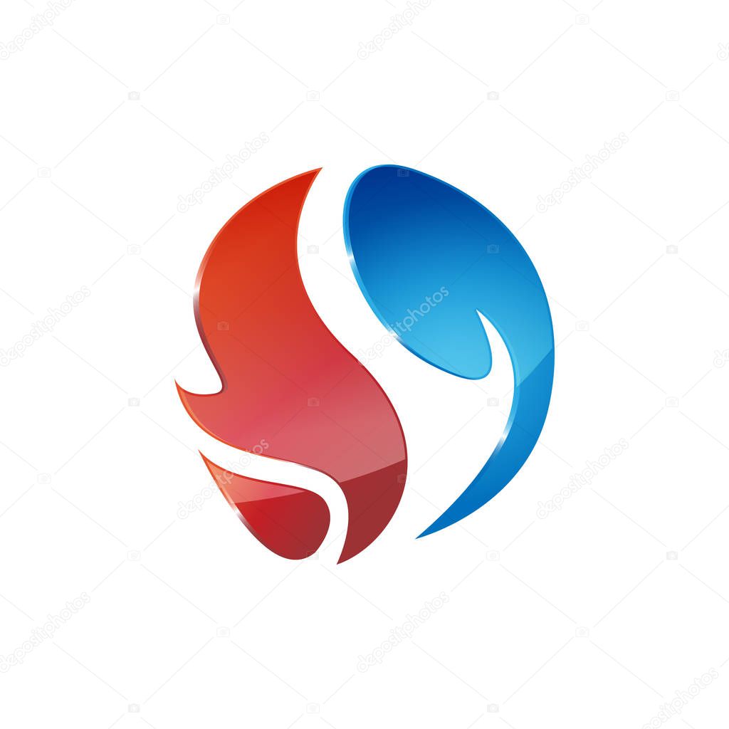Heating and cooling logos. Abstract heating and cooling hvac logo design vector image