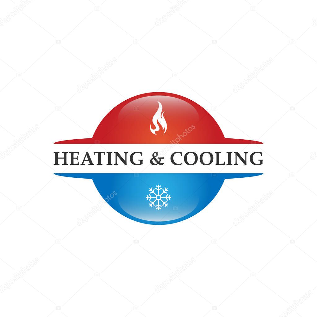 Heating and cooling logos. Abstract heating and cooling hvac logo design vector image