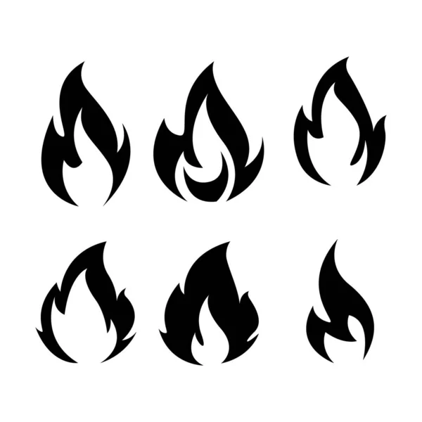 Black fire icons set vector — ストックベクタ