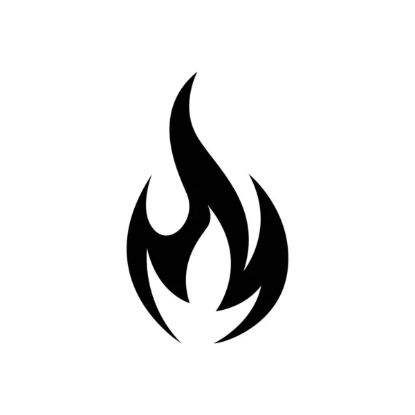 Tűz láng, fekete ikon elszigetelt fehér background — Stock Vector