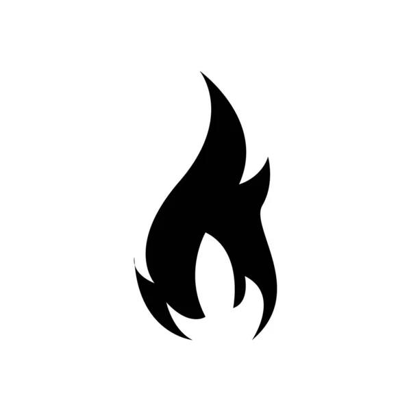 Oheň plamen, černá ikona izolovaných na bílém pozadí — Stockový vektor