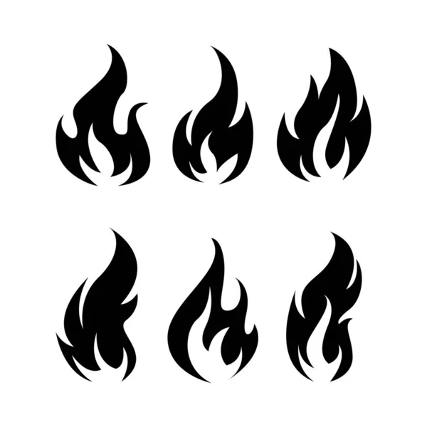 Black fire icons set vector — ストックベクタ
