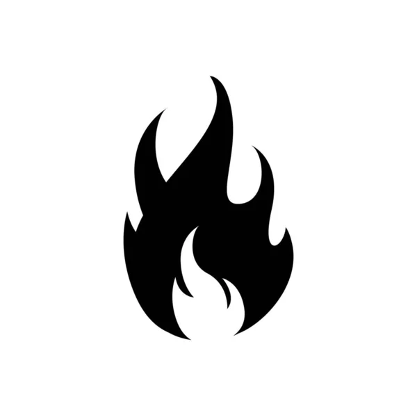 Oheň plamen, černá ikona izolovaných na bílém pozadí — Stockový vektor