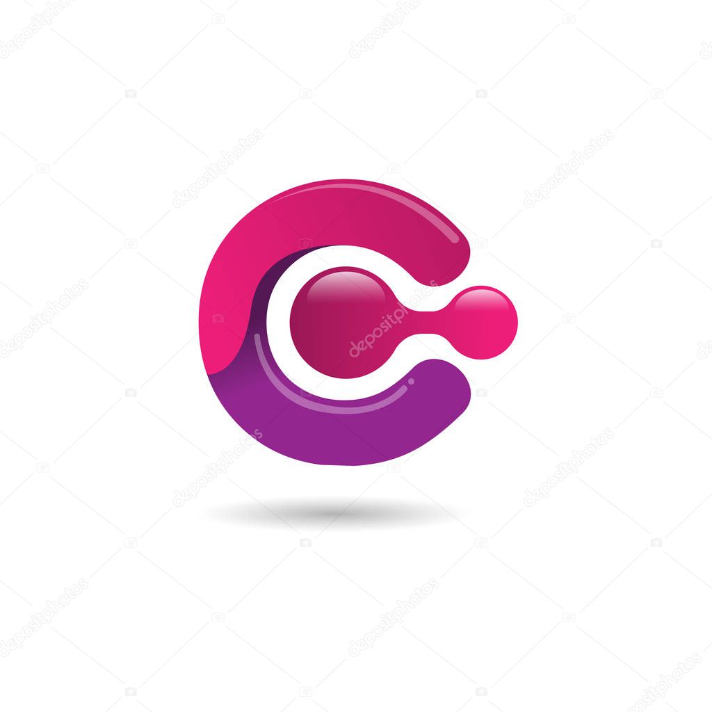 Letter C gradient color technology logo design
