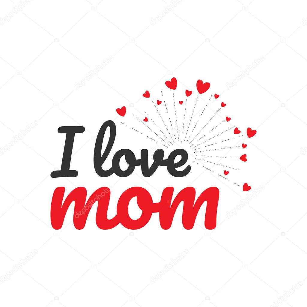 I love mom handwritten lettering text for vector image. Happy mothers day i love mom vector image
