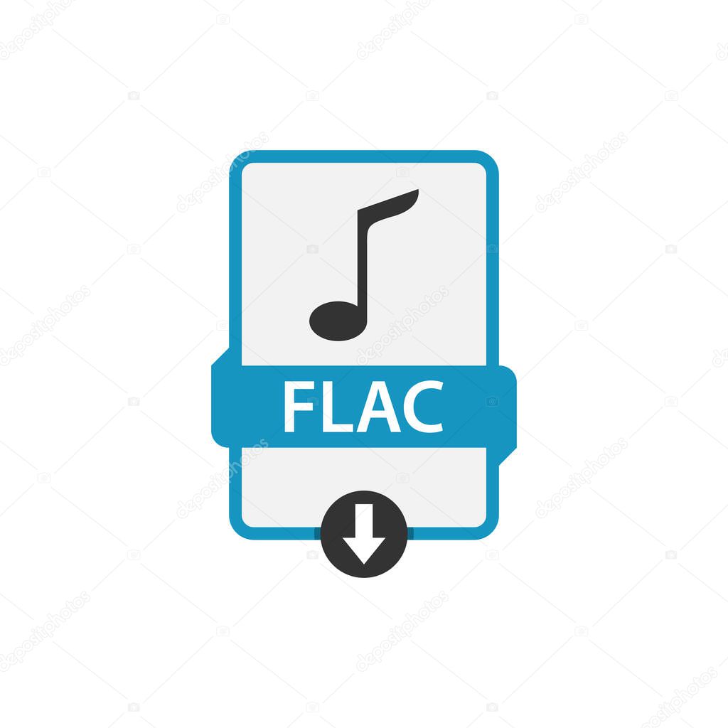 Flac download audio file format vector image. Flac file icon flat design graphic audio vector