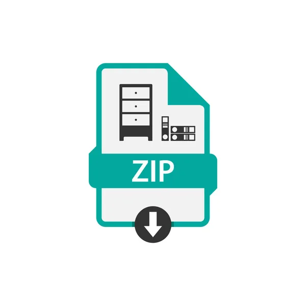 Zip Documento Descargar Formato Archivo Imagen Vectorial Icono Archivo Zip — Vector de stock