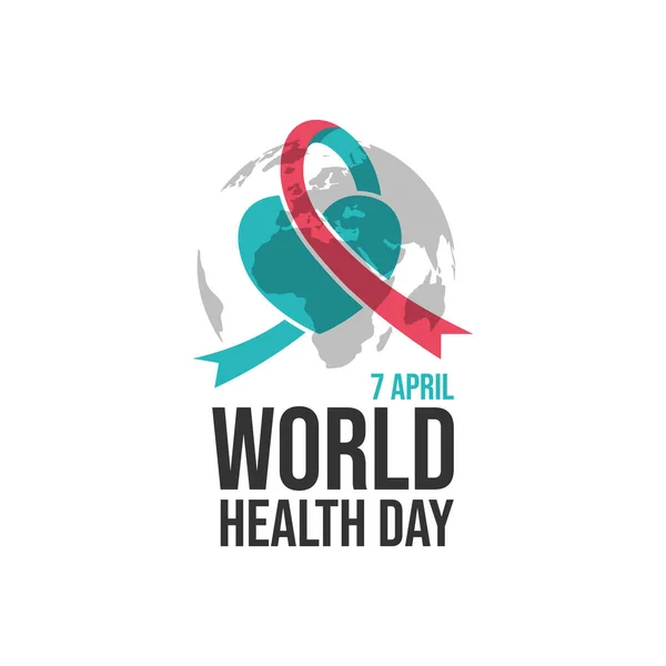 Pozadí Světového Dne Zdraví Heart Ribbon Concept World Health Day — Stockový vektor