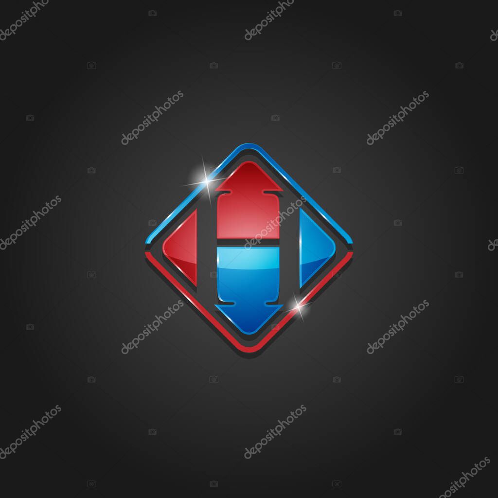 Letter H shiny colorful lettermark logo vector design isolated on the dark background