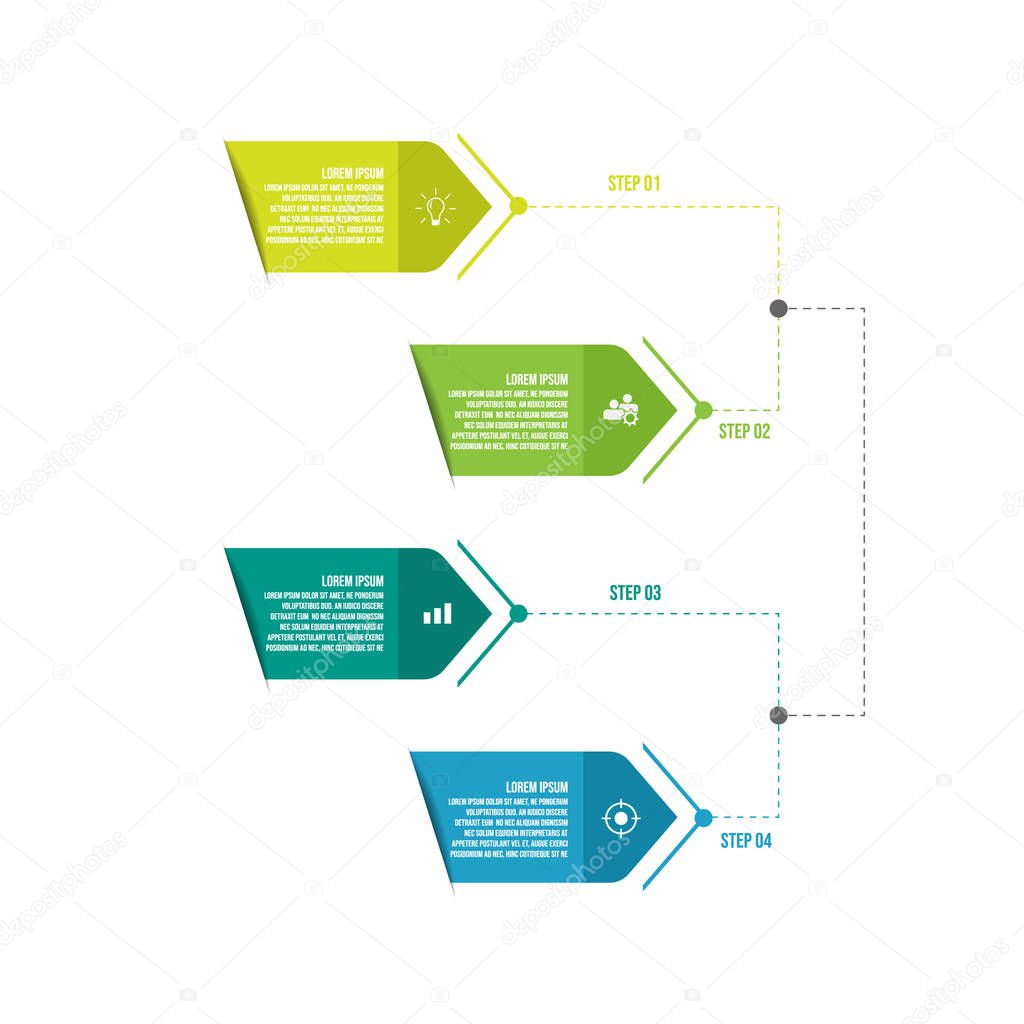 Infographic design template creative concept with 4 steps. 4 steps timeline infographic template with vector image