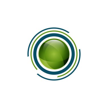 Soyut çember teknoloji logosu konsept tasarım vektör çizimi. Teknoloji logosu kavramında düzensiz çizgilerle çember