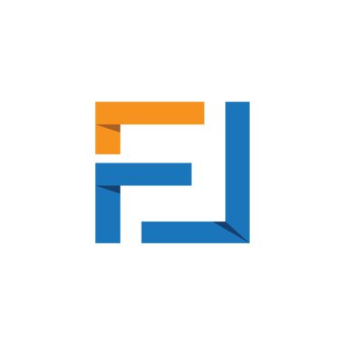 Beyaz arkaplanda izole edilmiş kare şekilli F harfi tipografi logosu tasarımı