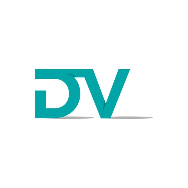 白い背景に影が隔離された文字Dvタイポグラフィのロゴデザイン — ストックベクタ