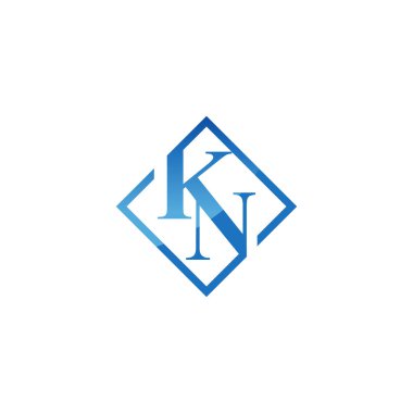 Beyaz arkaplanda kare şekilli KN tipografi logosu tasarımı