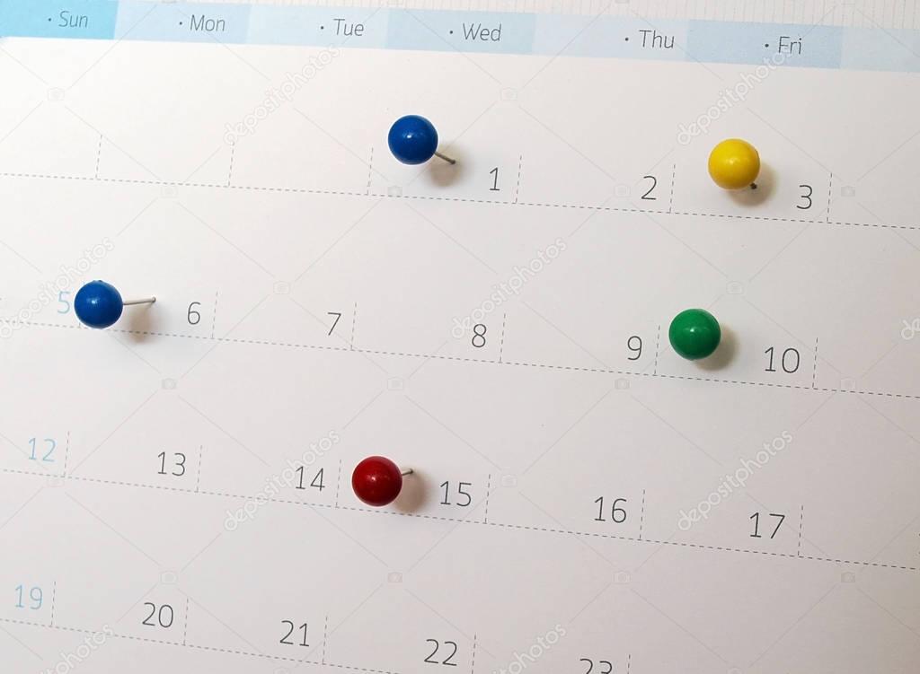 Upcoming events pin on calendar