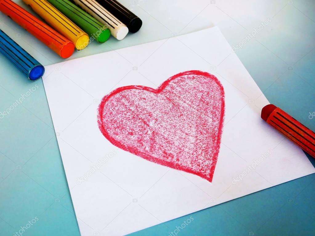 crayon drawn heart background 