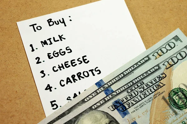 Shopping list on budget Stock Image