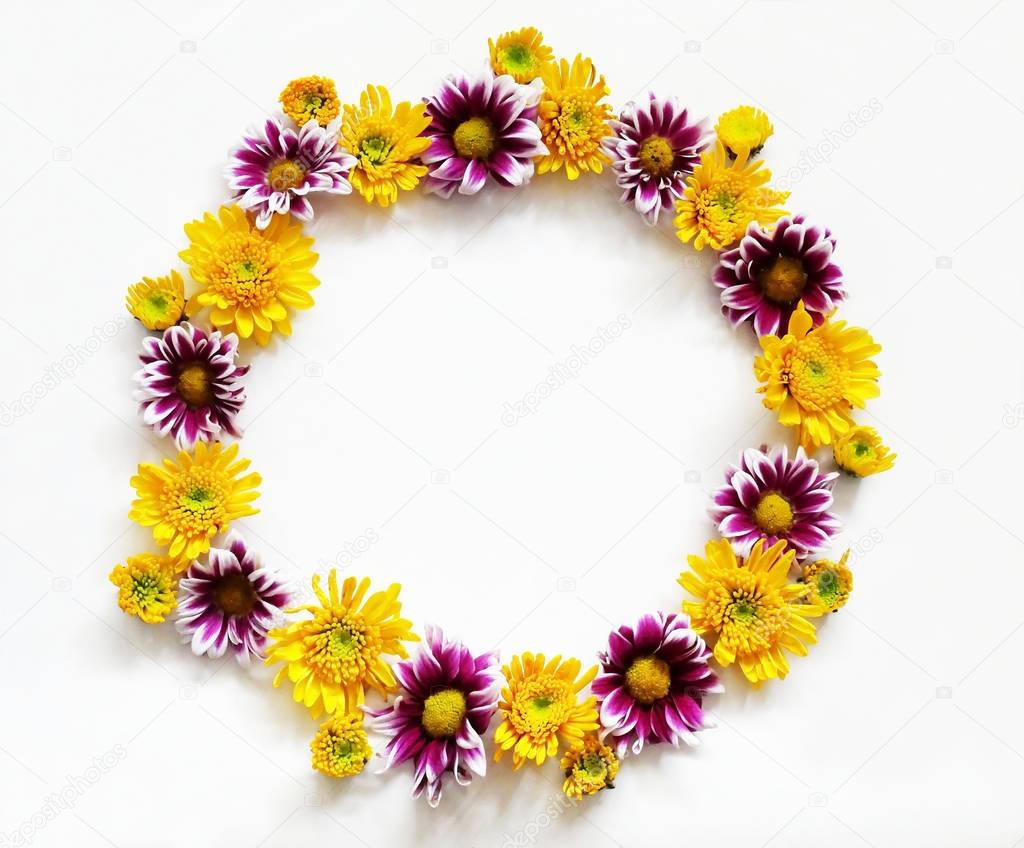 Flowers composition round frame wreath